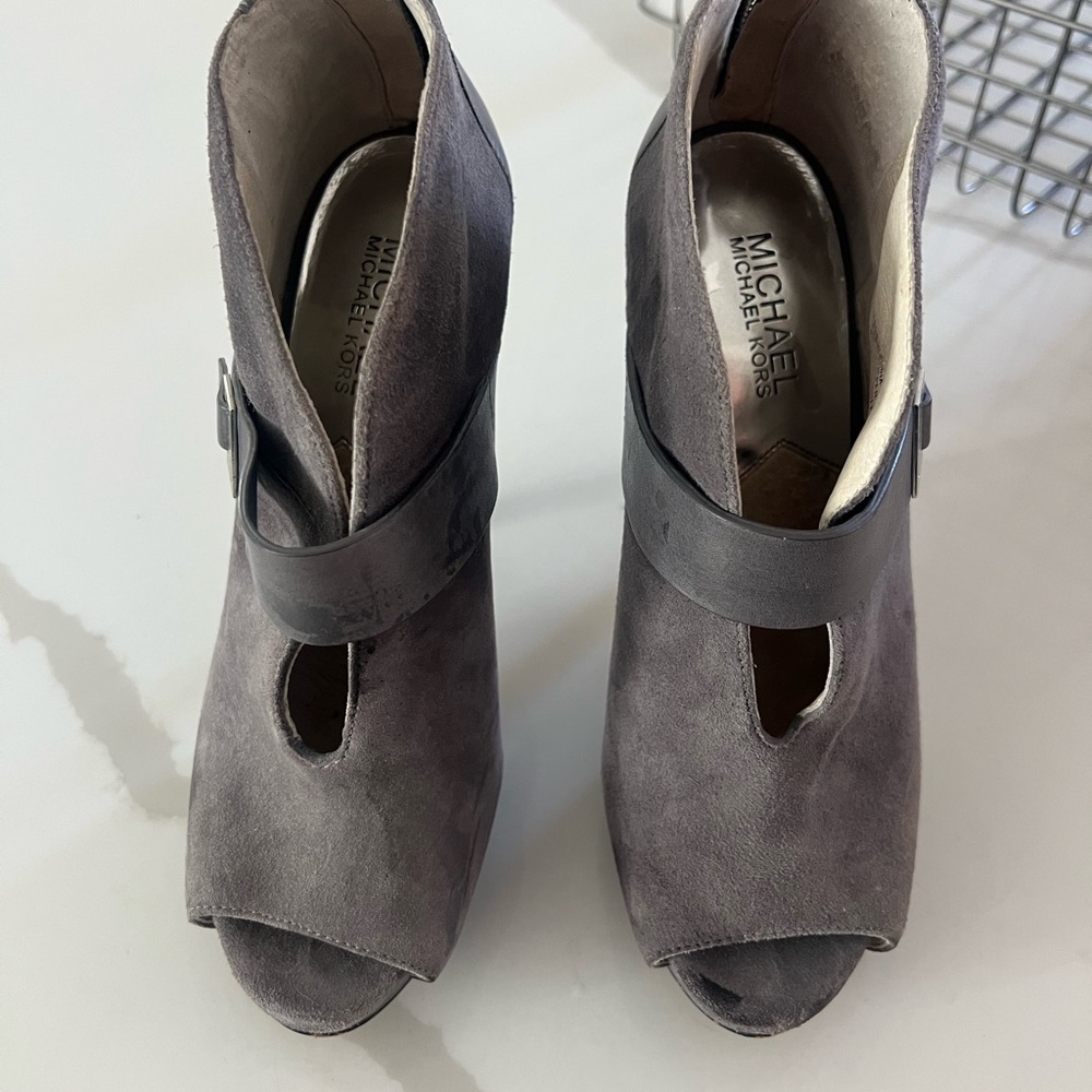 Michael Kors Charcoal Peep-Toe Heeled Boots